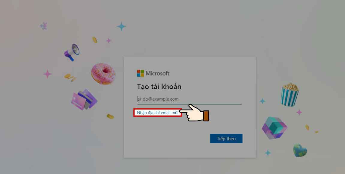 Bước 6: Tại đây bạn chọn “Nhận địa chỉ email mới”